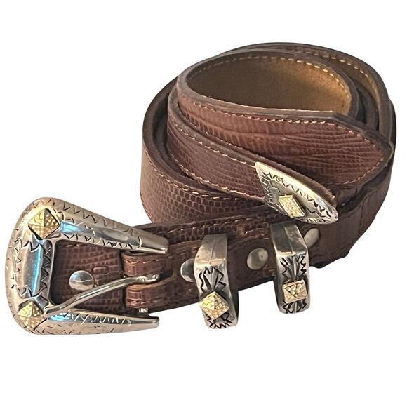 Western Genuine Leather Belt - Losco Made in France - Brown - Small - Picture 1 of 11